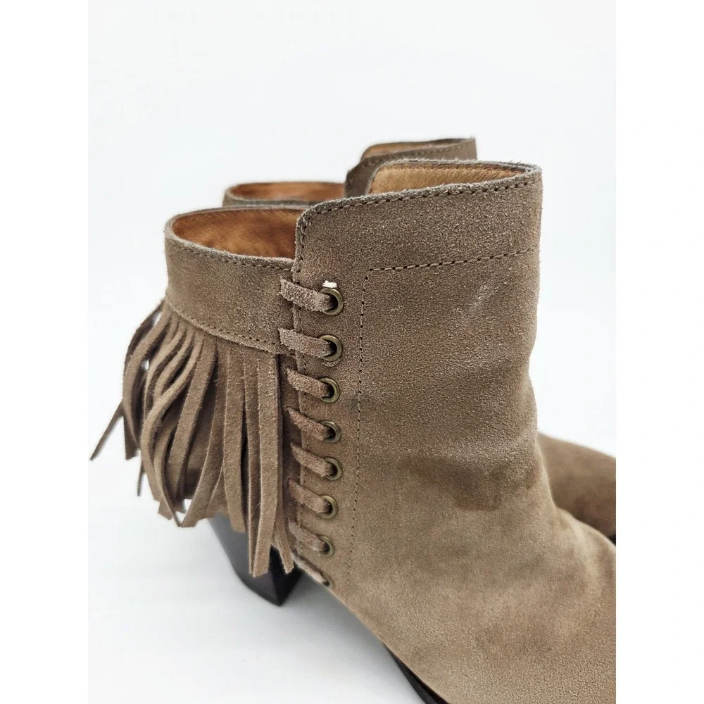 Sofft Boots Womens 7.5M Brown Leather Suede Heeled Ankle Buckle Comfort Classic